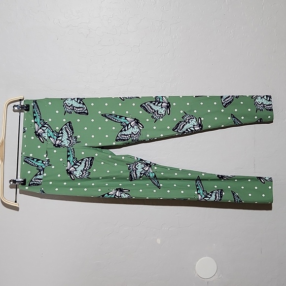 LULAROE LLR OS Butterfly On Geen Buttery Soft Legging One Size - Picture 3 of 8
